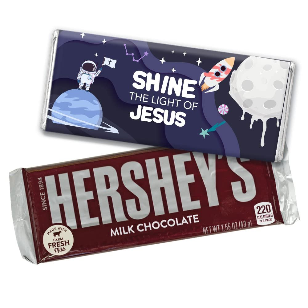 12ct Space Galaxy Vacation Bible School Religious Candy Party Favors Chocolate Bars & Wrappers (12 Pack)