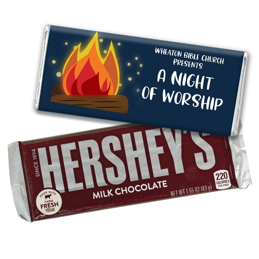 12ct Personalized Faith on Fire Vacation Bible School Religious Candy Party Favors Chocolate Bars & Wrappers (12 Pack)