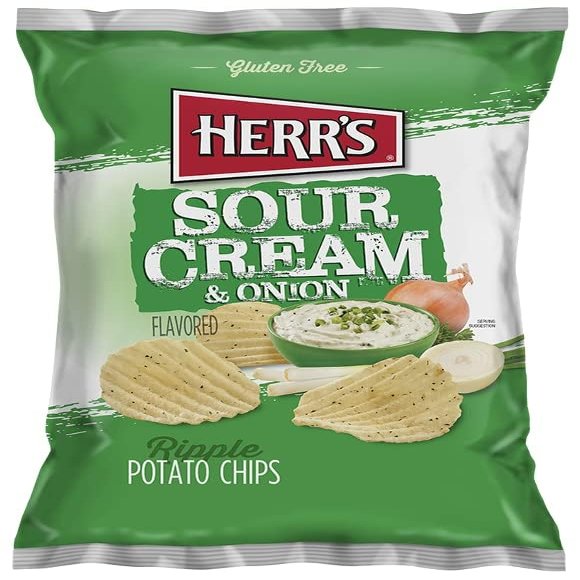 Herr's Sour Cream and Onion Potato Chips, 2.75 Ounce (Pack of 3)