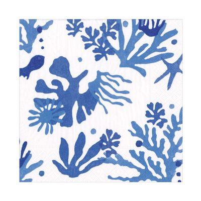 Caspari Matisse Luncheon Napkins in Coral & Blue - 20 Per Package - 2 Packages