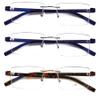 V.W.E. 3 Pairs Lightweight Rimless Reading Glasses Metal with Flexi Temple - Rectangular Anti Blue Blocker Reader (2 BlueGrey 1 Tort, 3.00, multiplier_x) view 1