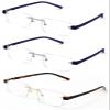 V.W.E. 3 Pairs Lightweight Rimless Reading Glasses Metal with Flexi Temple - Rectangular Anti Blue Blocker Reader (2 BlueGrey 1 Tort, 3.00, multiplier_x) view 2
