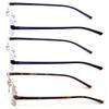 V.W.E. 3 Pairs Lightweight Rimless Reading Glasses Metal with Flexi Temple - Rectangular Anti Blue Blocker Reader (2 BlueGrey 1 Tort, 3.00, multiplier_x) view 3