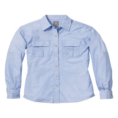 Insect Shield Women's Long Sleeve Field Shirt Pro, UPF 30+ Outdoor Fishing Shirt with Built in Bug Protection, Blue, Large