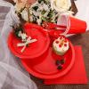 MirthMood 350PCS Red Disposable Plastic Plates,Red Dinnerware Set Includes 50 Dinner Plates, 50 Salad Plates, 50 Sets of Silverware, 50 Napkins and 50Pcs 12OZ Plastic Cups view 3