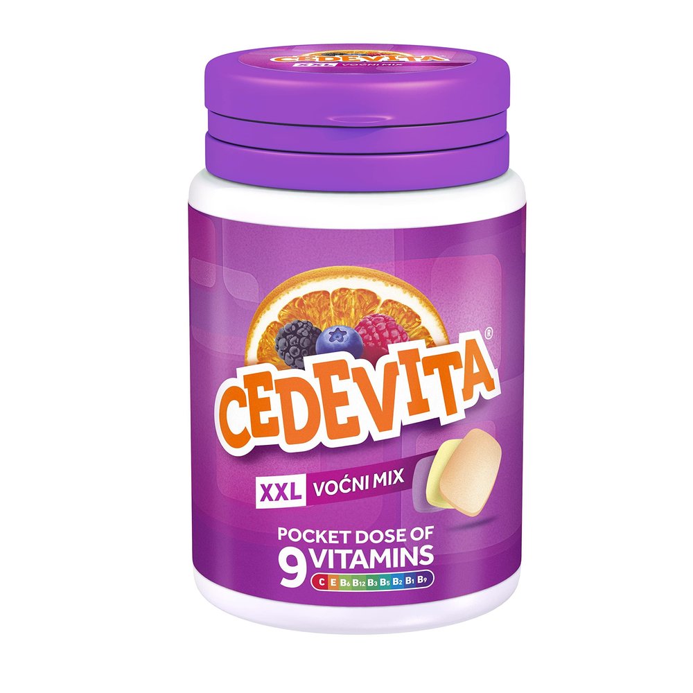 Cedevita Multivitamin Healthy and Sweet Candies with 9 Essential Vitamins in Mix Pot Flavor A Pocket Full of Vitamins Immune System Booster Pack of 15 Candies, 58.5g