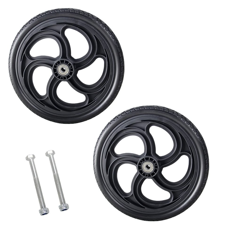 121.75, 12 Inch Rear Wheel, Manual Wheelchair Replacement Accessories, Non-Pneumatic Solid Tires, Bearing 12mm(1/2inch), 1 Pair