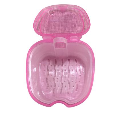 DAMAJI Denture Bath Case Cup Box Holder Storage Soak Container with Strainer Basket for Travel False Teeth Storage (Clear Pink)