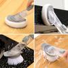 2pcs Long-handled pot washing brush with automatic dishwashing detergent, dishwashing brush with replaceable brush head, kitchen cleaning brush with comfortable grip, brush cutlery, stovetop, tabletop view 4