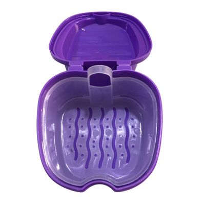 DAMAJI Denture Bath Case Cup Box Holder Storage Soak Container with Strainer Basket for Travel False Teeth Storage (Purple)
