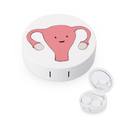 VHPVHP Contact Lenses Case Kit, Cute Uterus Contact Lens Case with Mirror,Portable Contact Box Travel Kit with Tweezers Remover for Outdoor And Office Daily Use