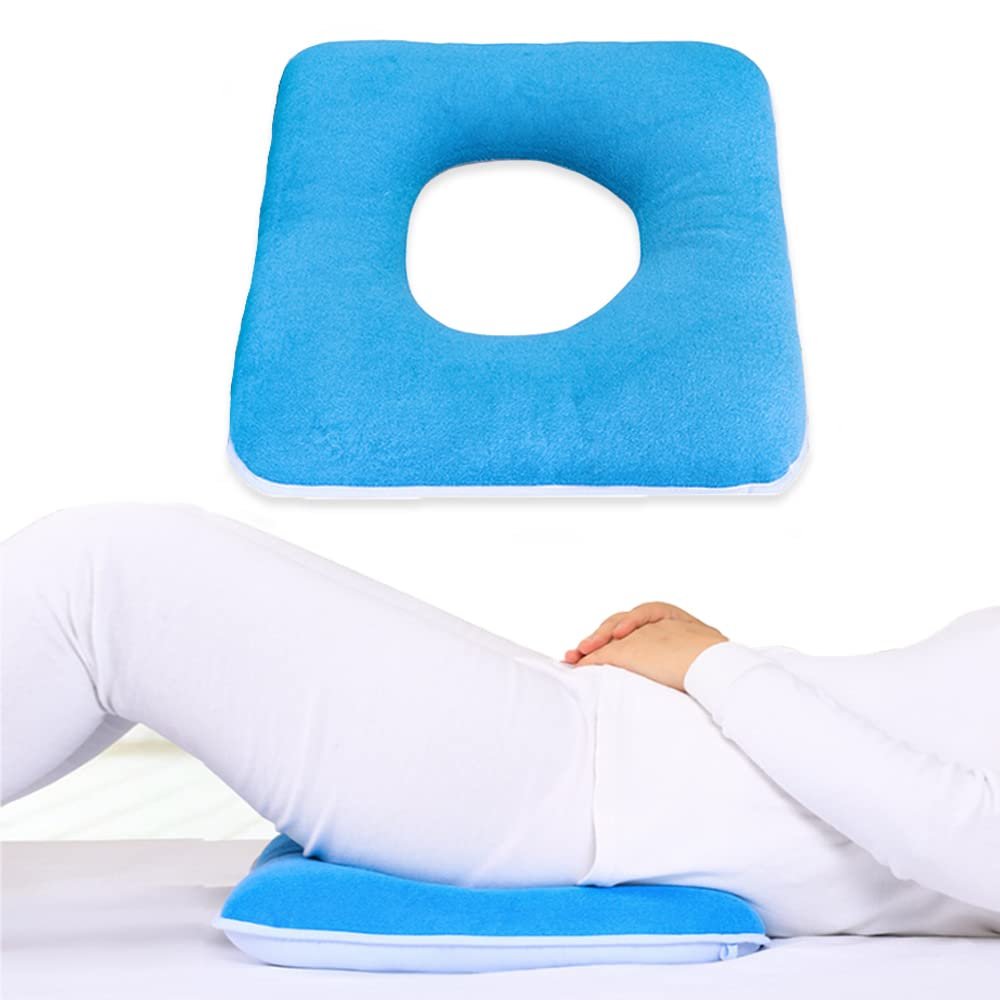MESINURS Donut Butt Pillow, Anti-Decubitu Pad Bed Cushion, Post-Op Pressure Nursing Pad for Bedridden, Elderly, Disabled, Pregnant (15"x15", Square)