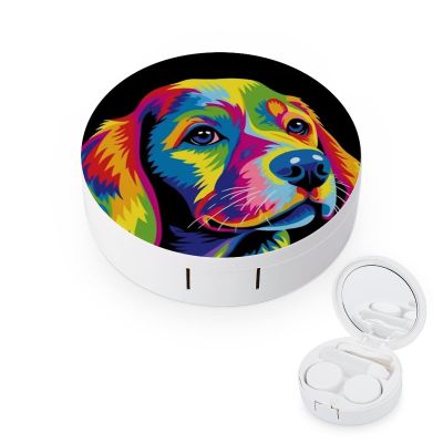 VHPVHP Contact Lenses Case Kit, Colorful Cute Dog Contact Lens Case with Mirror,Portable Contact Box Travel Kit with Tweezers Remover for Outdoor And Office Daily Use