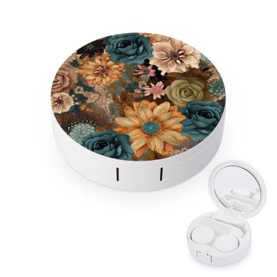 VHPVHP Contact Lenses Case Kit, Boho Floral Paisley Contact Lens Case with Mirror,Portable Contact Box Travel Kit with Tweezers Remover for Outdoor And Office Daily Use