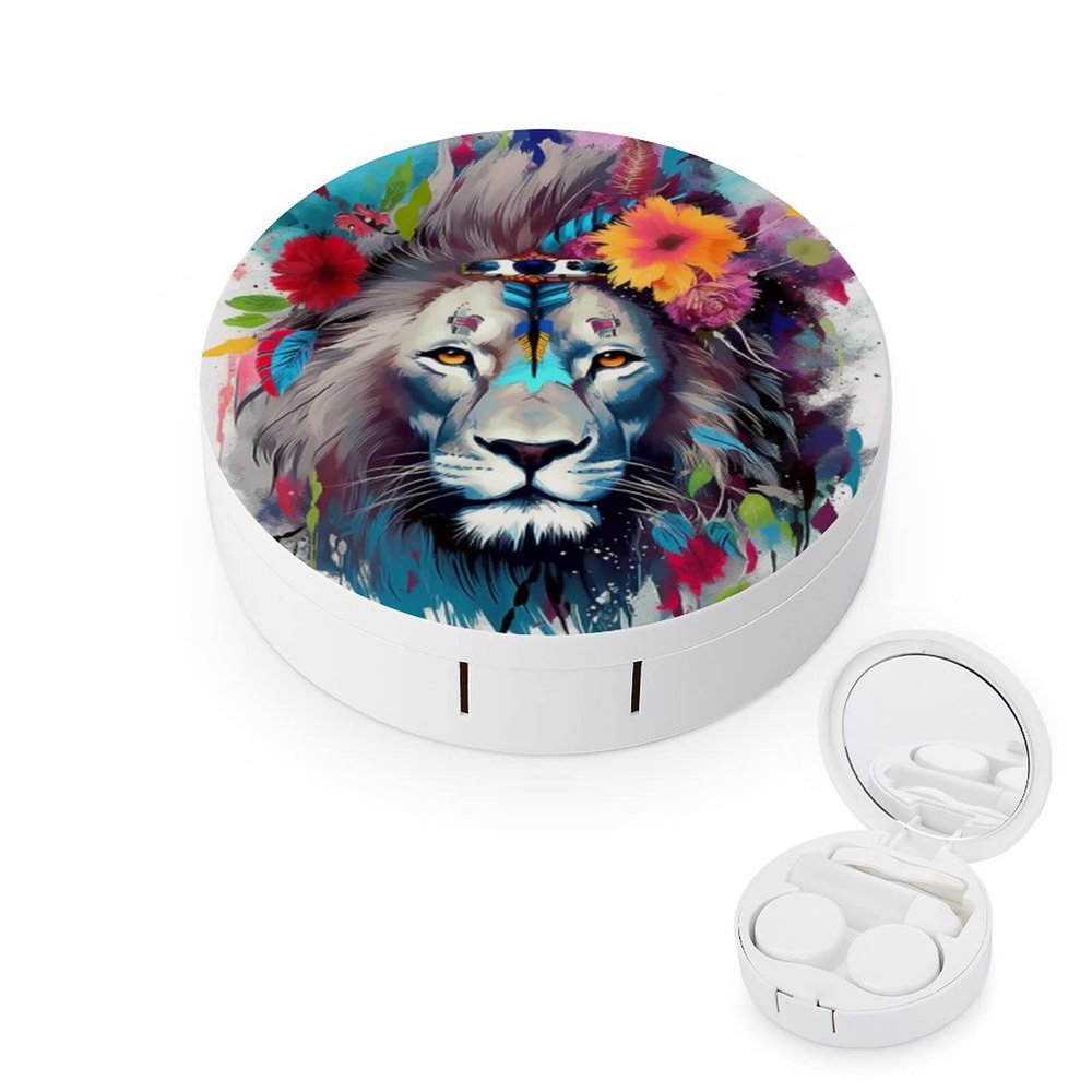 VHPVHP Contact Lenses Case Kit, Lion Leader Contact Lens Case with Mirror,Portable Contact Box Travel Kit with Tweezers Remover for Outdoor And Office Daily Use