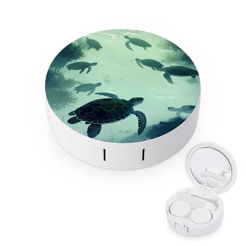 VHPVHP Contact Lenses Case Kit, Turtle Contact Lens Case with Mirror,Portable Contact Box Travel Kit with Tweezers Remover for Outdoor And Office Daily Use