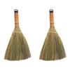 2pcs Natural Grass Asian Duster Whisk Broom Dustpan Brush Wooden Handmade Thai Sweeper Soft Straw Broom Cleaning Broomstick for Dusting Sweeping Garbage view 1