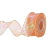 MECCANIXITY 1 1/2" Wide Sparkly Sheer Wired Organza Ribbon Pastel Shimmer Iridescent Chiffon Ribbons 10 Yard Orange for Gift Wrapping Bouquet Wedding Bows view 1