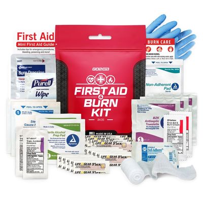 Go2Kits Advanced First Aid & Burn Kit, Comprehensive Burn First Aid Kit with Dressings, Burn Cream & Gauze, Portable First Aid Kit for Home, Office, Car & Travel, 1-Pack (BK35)