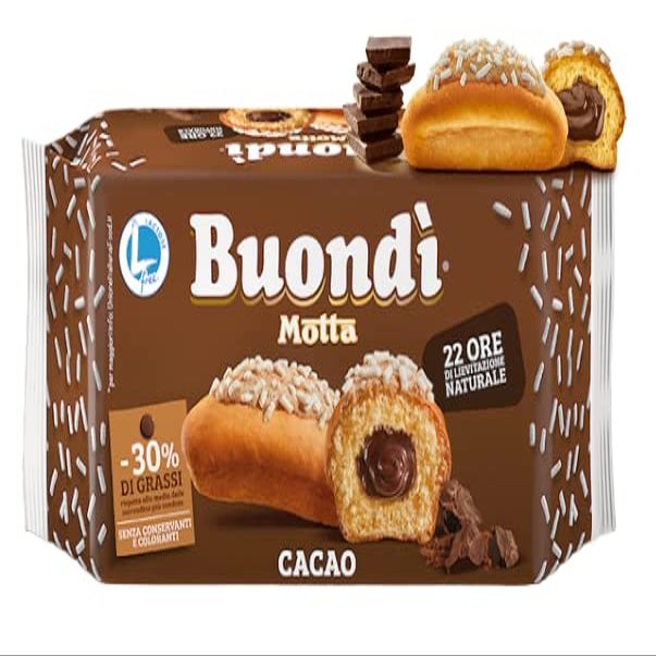 CAIYA Motta Buondi Brioche a Lievitazione Naturale con Ripieno di Crema al Cacao Senza Lattosio 258g