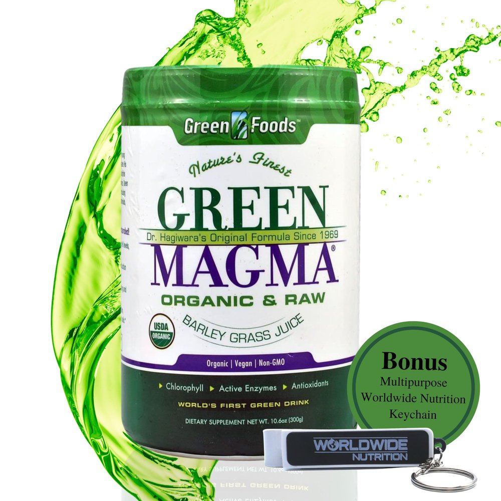 Worldwide Nutrition Green Foods, Green Magma Organic, Digestive Enzymes, Fiber Supplement & Whole Foods -10.6 Ounce Protein Powder Multi Purpose Key Chain