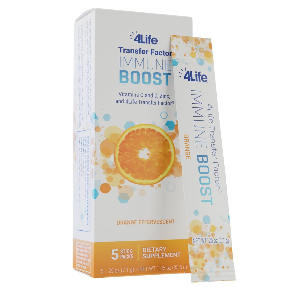 4Life Immune Boost - Wide Spectrum Immune Defense Transfer Factor, zinc, and Vitamin C - 5 Powder Packs