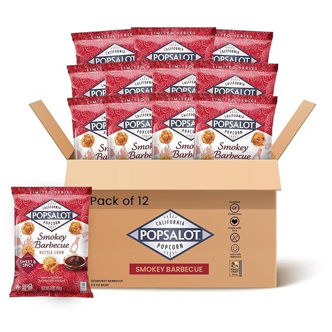 Popsalot-Gourmet Popcorn | Oven-Baked | Gluten-Free | Air-Popped | Flavored Popcorn Gourmet | Popcorn Snack Packs | Pop-Corn Snack Ready to Eat in Every Movement (Smokey Barbecue)