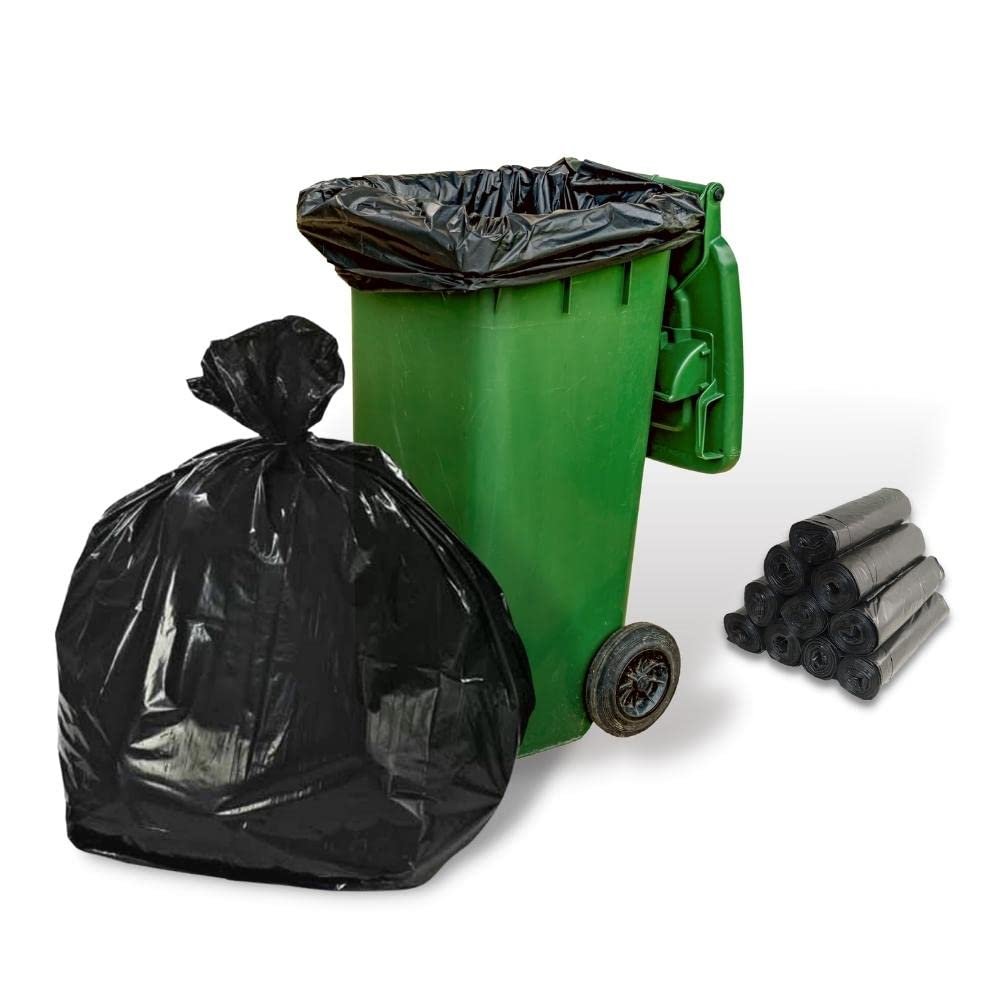 33 Gallon Black Trash Bag, 100 Bags, 1.25 Mil Thick, For Commercial Kitchen, Warehouse, Office, Janitorial, Can Liners, Large Garbage Bags