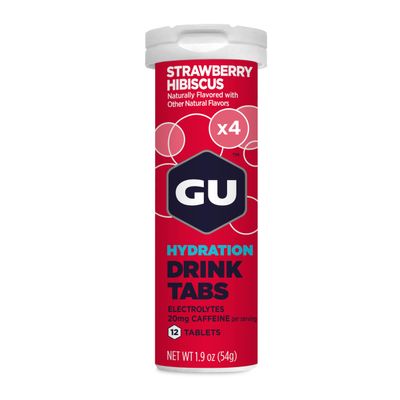 GU Energy Hydration Electrolyte Drink Tablets, 4-Count(48 Servings), Strawberry Hibiscus