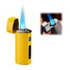 Triple Jet Flame Lighter - USB Electric, Portable, Refillable Butane Lighter - 3 Flame, Windproof - Unique Birthday Gifts for Men, Dad, Husband (Yellow) view 1