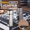 Triple Jet Flame Lighter - USB Electric, Portable, Refillable Butane Lighter - 3 Flame, Windproof - Unique Birthday Gifts for Men, Dad, Husband (Yellow) view 2