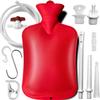 2 L Enema Bag with SwitchHot-Water Bottle5.0 ft. Long Silicone Hose ,3 Multi-Size Reusable Tips, Controlable Water Flow Valve- Coffee, Shower, Douche & Home Adult Enema KitRED view 1