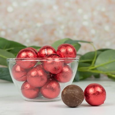 102 Pcs Red Candy Milk Chocolate Balls (1.5 lbs - Appox. 102 Pcs)