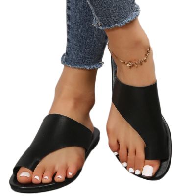WCXTY Hallux Valgus Womens Beach Sandals,Spring Casual Big Toe Foot Correction Slippers,Summer Lightweight Non-Slip Orthopedic Bunion Flip Flops,for Walking/Outdoor Travel (Color : Black, Size : 7)