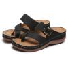 WCXTY Summer Womens Wedge Beach Sandals,Casual Comfy Hallux Valgus Flip Flops for Women,Stylish Clip Toe Orthopedic Corrector Slippers,for Plantar Fasciitis/Bunion (Color : Black, Size : 8.5) view 1