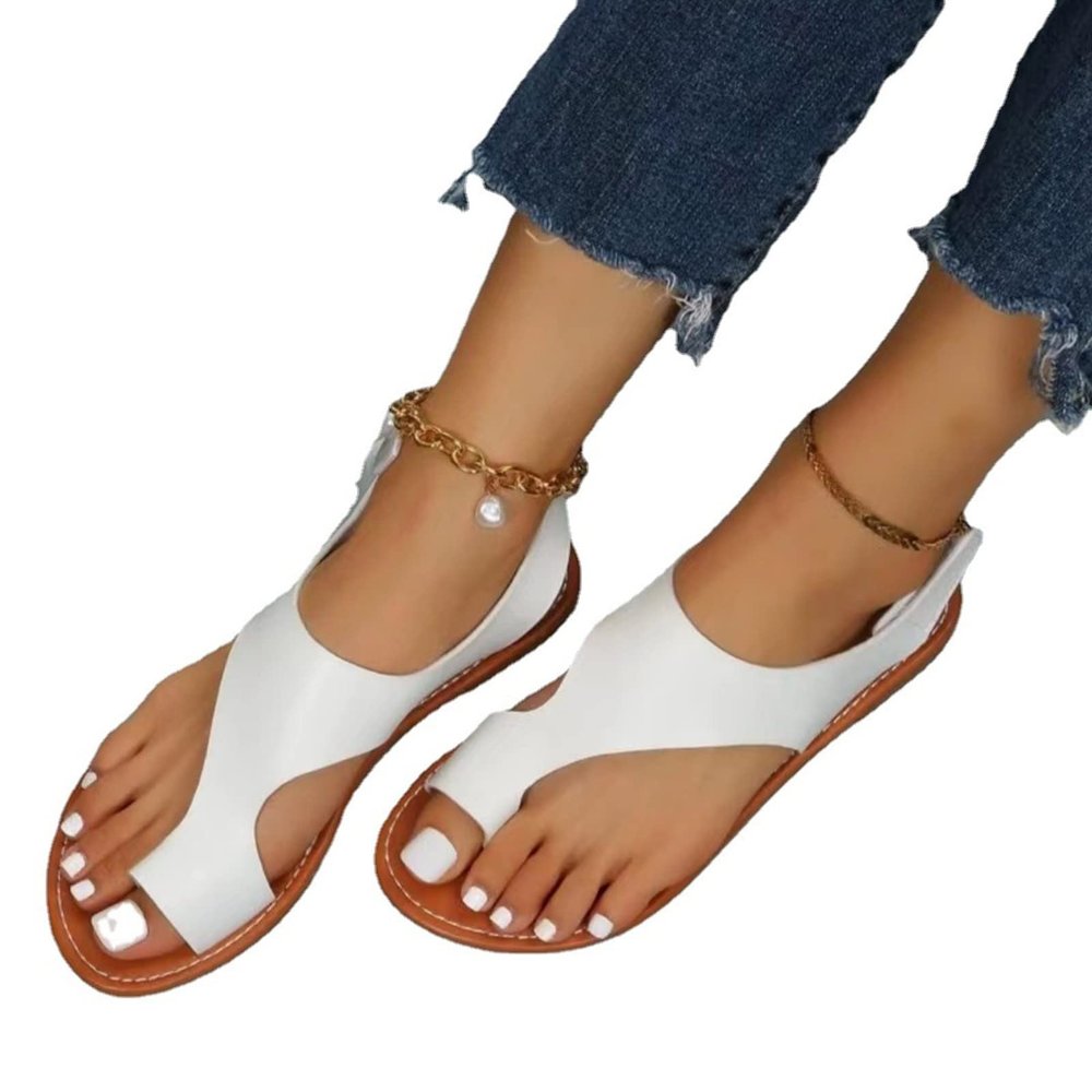 WCXTY Summer Ladies Bunion Corrector Sandals,Casual Lightweight Orthopedic Flat Flip Flops,Stylish Slip On Women's Foot Correction Slippers,for Plantar Fasciitis (Color : White, Size : 8)