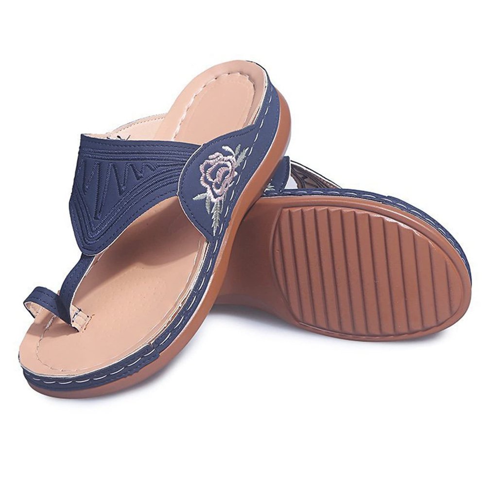 WCXTY Bunion Corrector Sandals,Retro Lightweight Plantar Fasciitis Slippers Womens,Comfortable Orthopedic Wedge Flip Flops,for Hallux Valgus/Arch of Foot (Color : Blue, Size : 5)