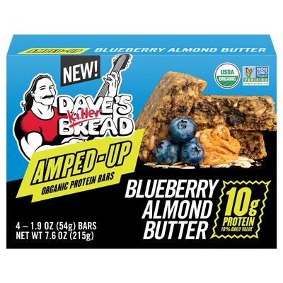 Dave's Killer Bread Amped-Up Blueberry Almond Butter Organic Protein Bars, 4 Count
