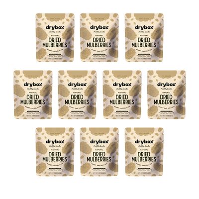 Drybox Dried White Mulberry Snacks 20 Pack | No Sugar Added Unsweetened Non-GMO Gluten Free | Natural Mediterranean Dried Fruit for Kids Lunches, Office Breaks, Exercise Grab and Go | 1.5 oz per portion pack, 20 Packs