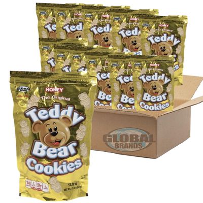 Global Brands Teddy Bear Cookies 12-12 oz Resealable Bag (Pack of 12) (Honey)