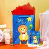Loveinside 1st Birthday Lion Gift Bag with Tissue Paper, Blue Gift Tag and Greeting Card for Boys, Party, Baby Shower and More, 10" x 5" x 13", 1 Pcs, 1 Year Old view 2