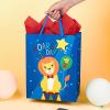 Loveinside 1st Birthday Lion Gift Bag with Tissue Paper, Blue Gift Tag and Greeting Card for Boys, Party, Baby Shower and More, 10" x 5" x 13", 1 Pcs, 1 Year Old view 4