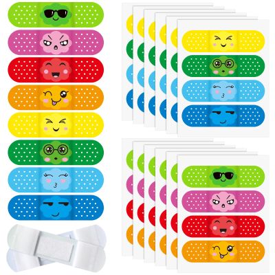 Weewooday Kids Adhesive Bandages Bulk 8 Styles Cute Cartoon Bandages Colorful Expression Flexible Strips Waterproof Bandages for Girls Boys Children Toddlers Scrapes Burns Comfortable Protection Care