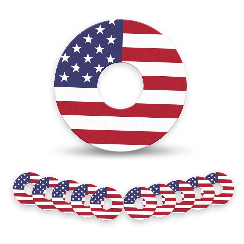ExpressionMed - Adhesive Patches for Libre 3 & Libre 3 Plus (10-Pack) - Made in The USA, Waterproof, Split Backing, CGM Tape (US Flag)
