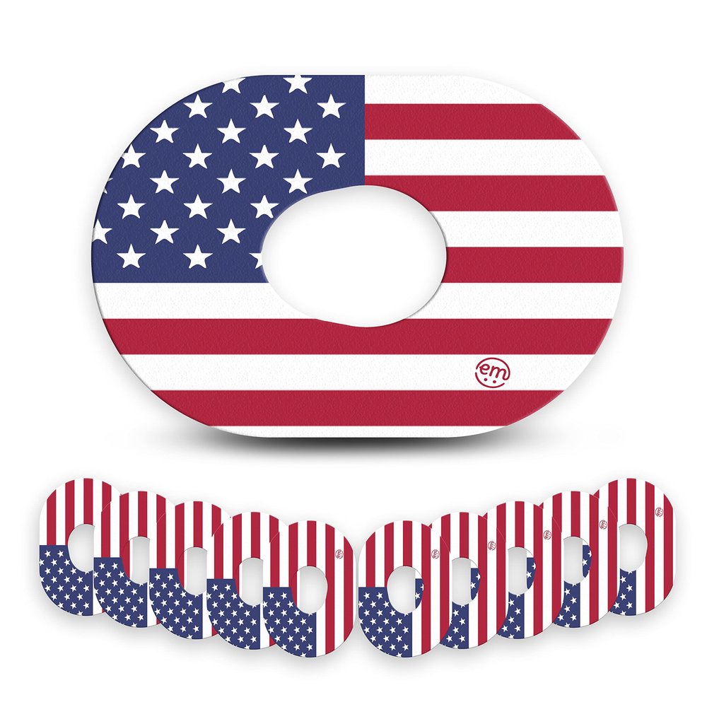 ExpressionMed - Adhesive Patch for Dexcom G7 and Stelo (10-Pack) - Made in The USA, Waterproof, Split Backing, CGM Tape (US Flag)