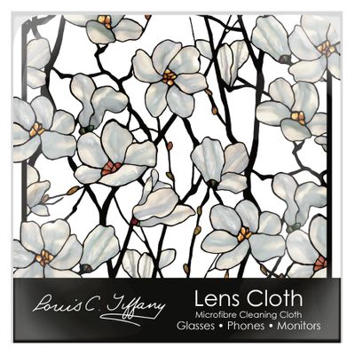 Quality Microfiber Lens Cleaning Cloth - 6x6 - for Eyeglasses, Sunglasses, Phones, Screens, Blue-Light Glasses, Monitors - Fine Art Design - Tiffany Magnolia