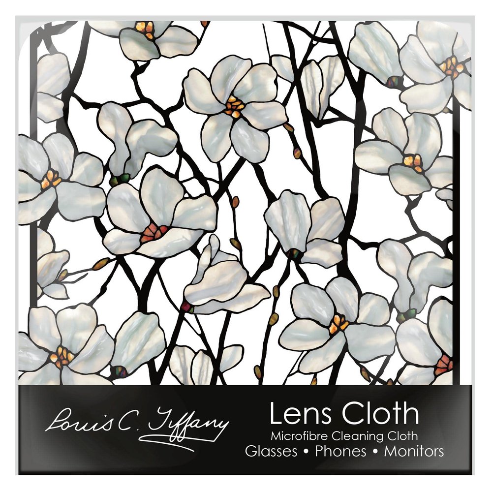 Quality Microfiber Lens Cleaning Cloth - 6x6 - for Eyeglasses, Sunglasses, Phones, Screens, Blue-Light Glasses, Monitors - Fine Art Design - Tiffany Magnolia