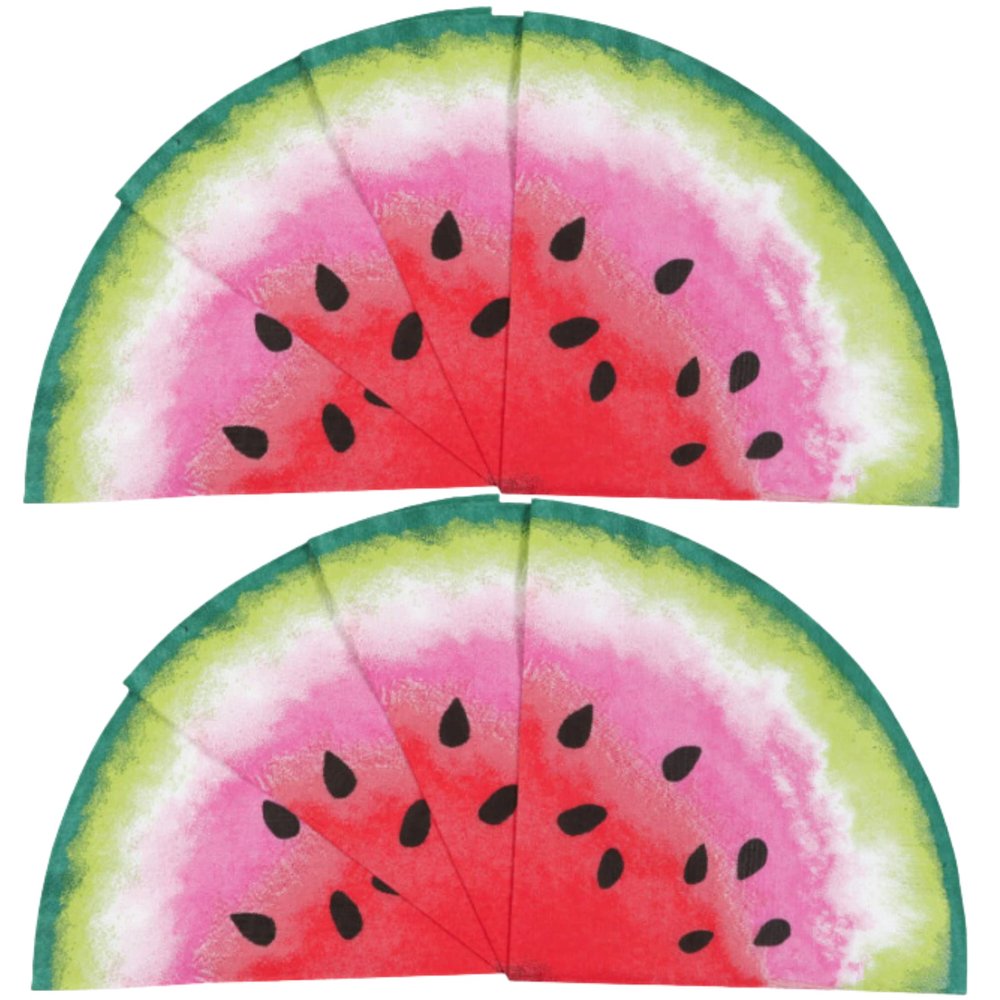 KRE Watermelon Round Fruit Inspired Paper Party Napkins 16 Counts per Pack Disposable Paper Napkin for Summer Harvest Fruits Hand Towel Picnic Parties Dinner Table Decoration Pack of 2 with Bonus Eeuy