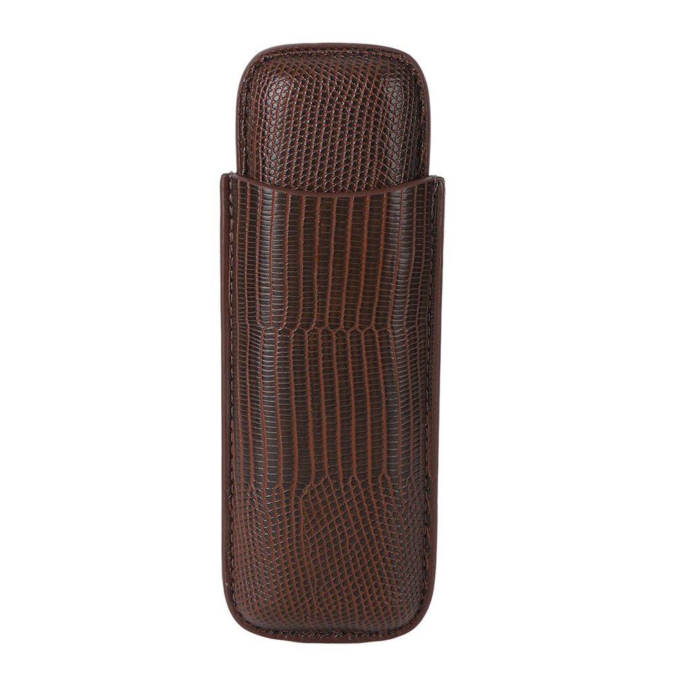 Cigar Case, Portable 2 Finger Carrying Case Cigars Travel Case Elegant, Brown PU Leather Small Cigar Humidor Cigar Gifts for Cigar Lovers, Cigar Accessories for Men
