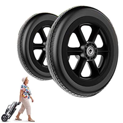 12inch Wheelchair Wheels, 12 Mm Bearing Wheelchair Rear Wheel, Solid Wheel, Easy To Scroll, Wheel Replacement For Wheelchairs, Replacement Rollator Accessories ( Color : Black , Size : 30cm-12inch )
